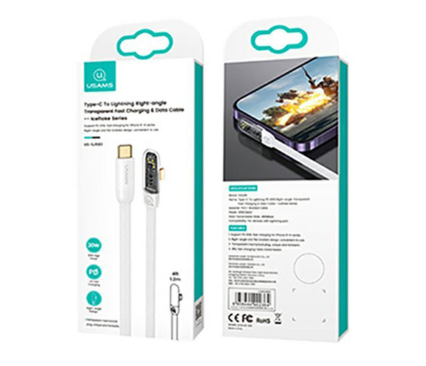 USAMS Kabel kątowy USB-C/Lightning PD 20W Fast Charging 1,2m biały - 1568986 - zdjęcie 10